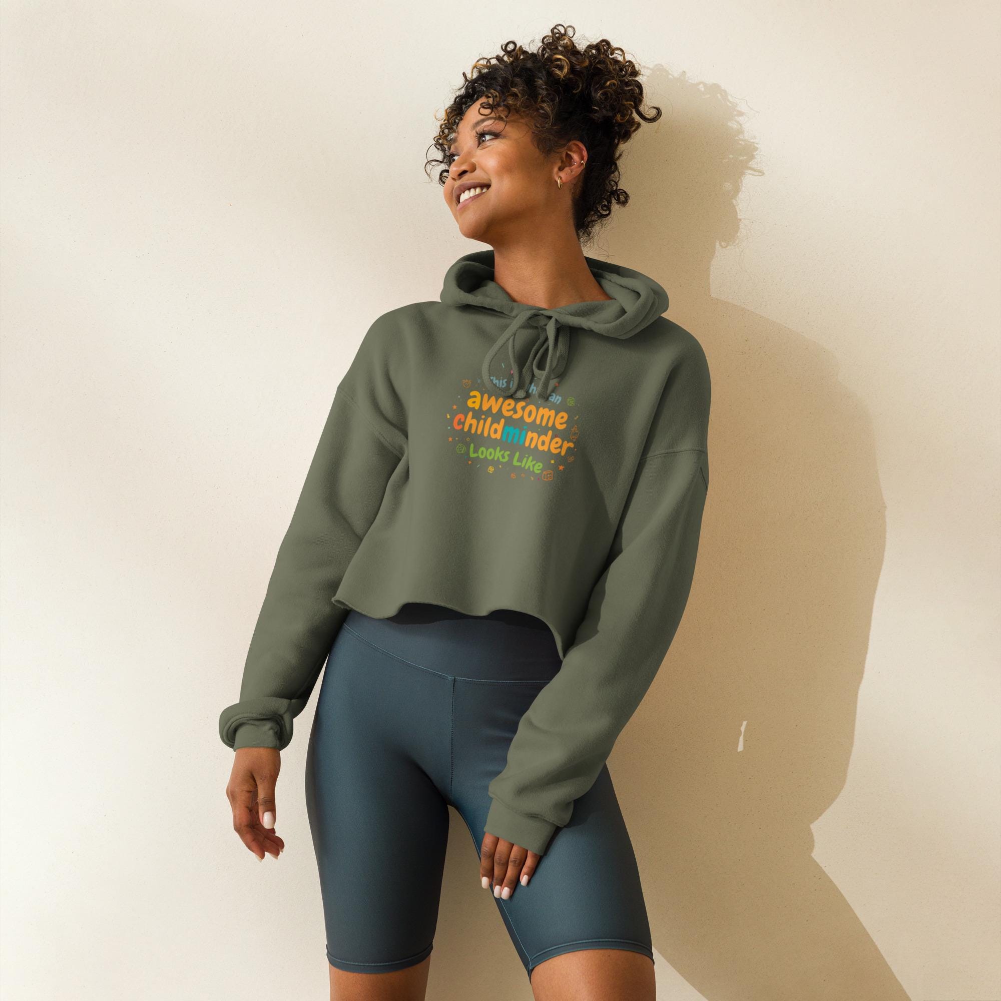 Childminder Crop Hoodie: Raw Hem, Fleece Blend