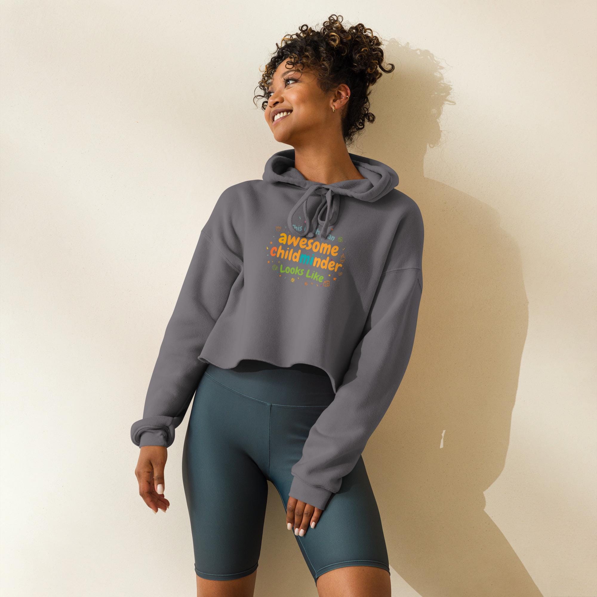 Childminder Crop Hoodie: Raw Hem, Fleece Blend